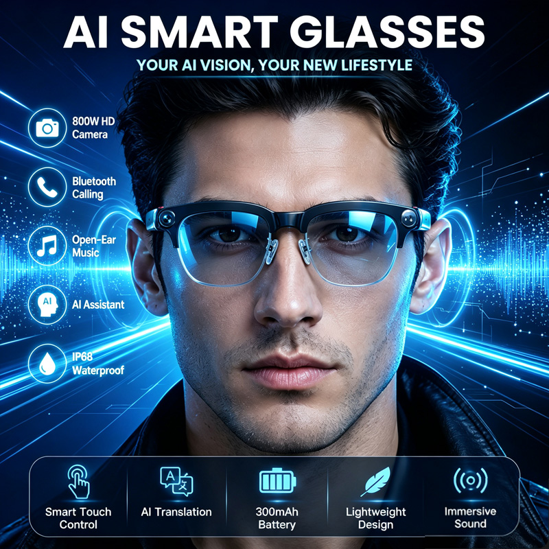 W630 Smart Glasses 800W HD Cam - Audio Music Image recension och pris