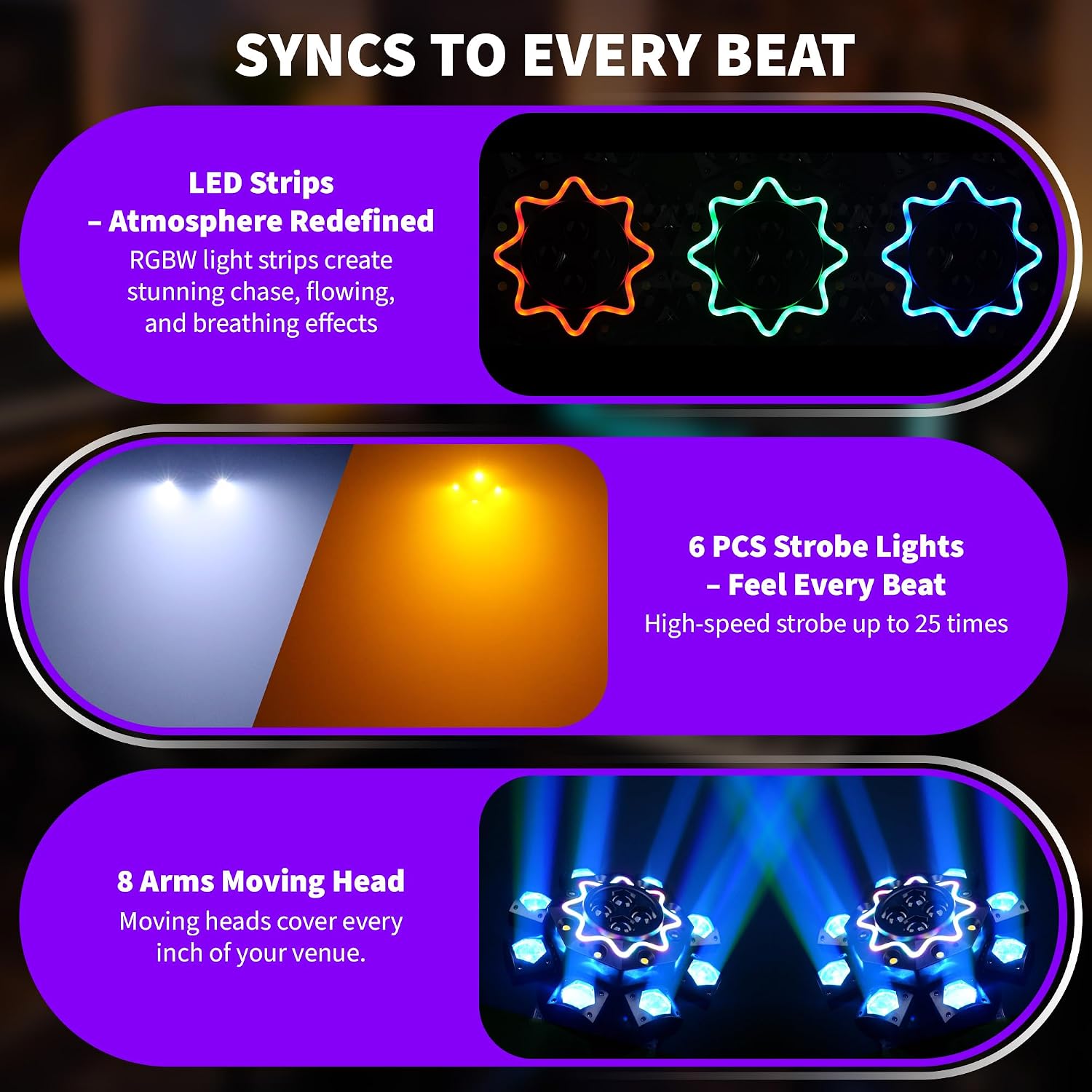 200W Disco Party Lights 8 Arm  - Audio Music Dj recension och pris