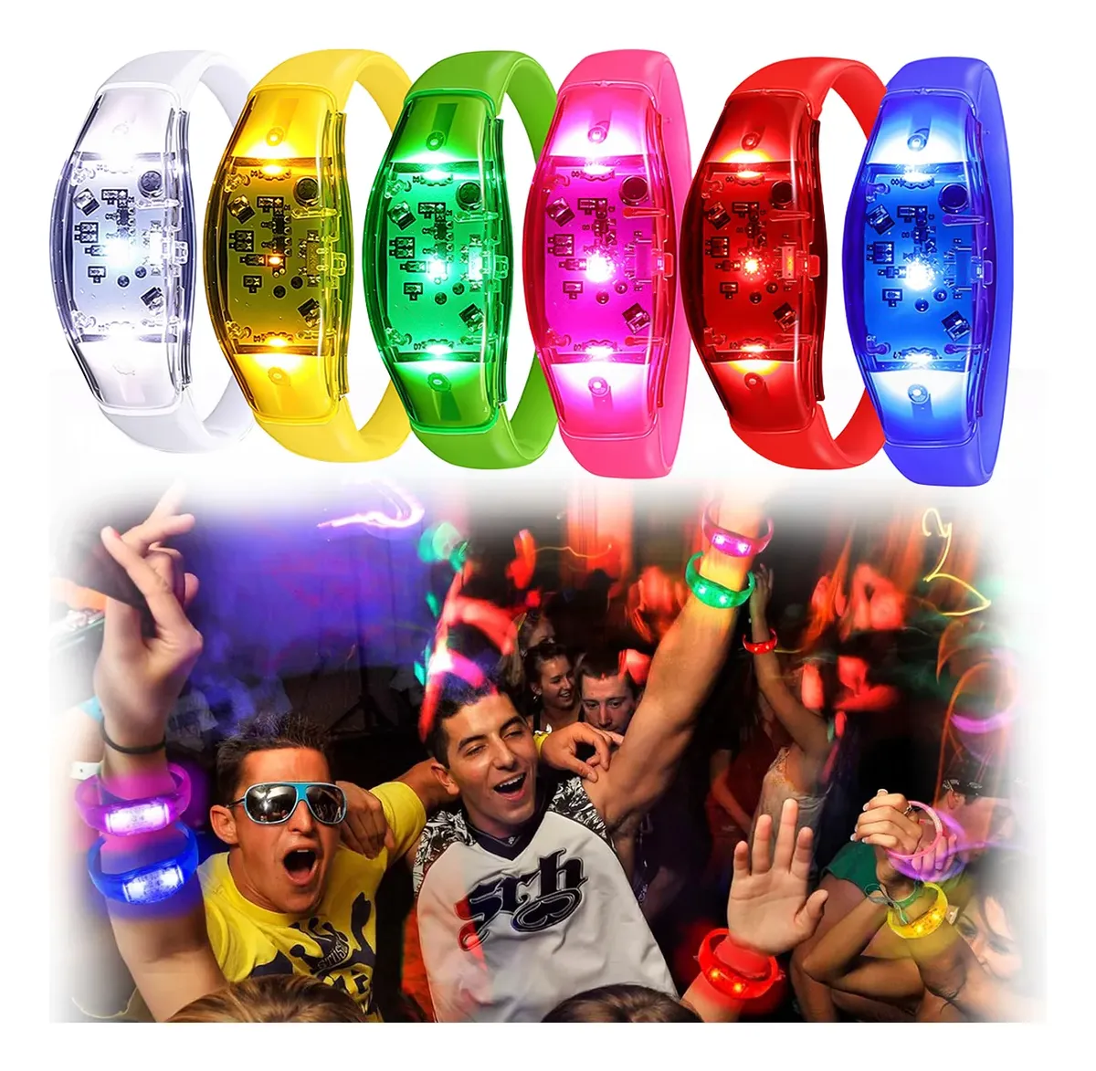 6PCS LED Bracelets Sound Activ - Audio Music Dj recension och pris