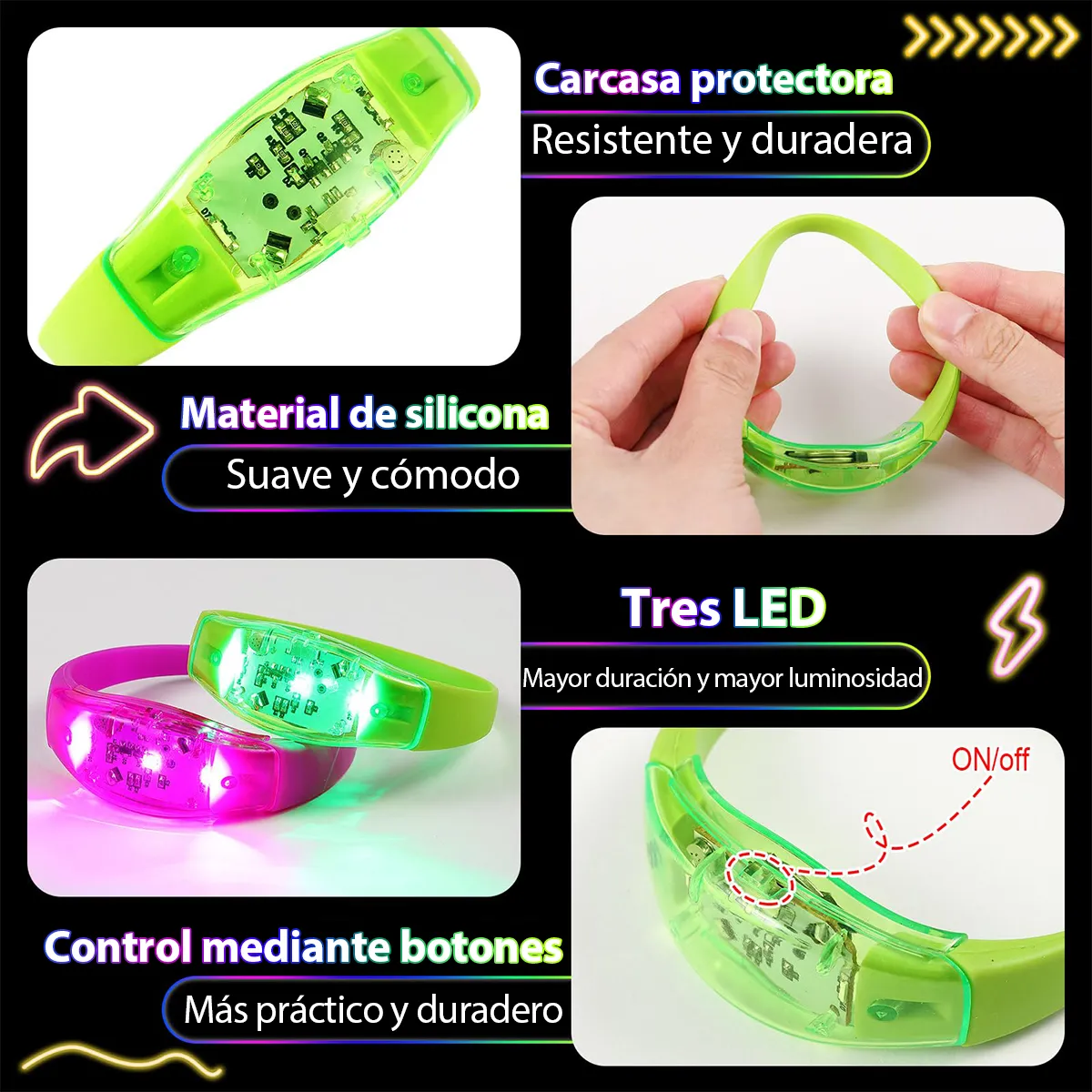 6PCS LED Bracelets Sound Activ - Audio Music Dj recension och pris